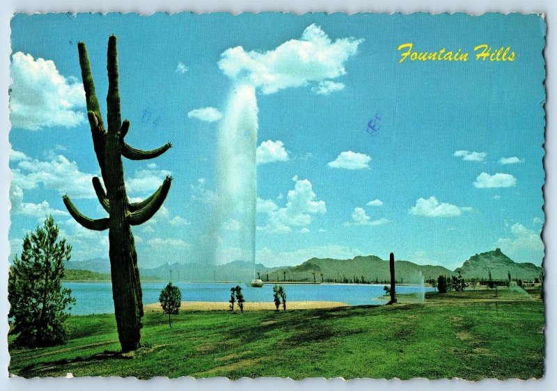 Fountain Hills Arizona AZ Postcard World's Highest Fountain Scene 1976 Vintage