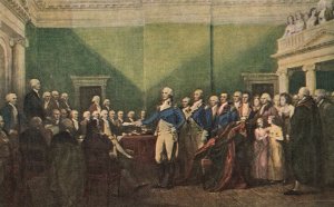 Vintage Postcard Resignation Of General Washington Annapolis Painting By John