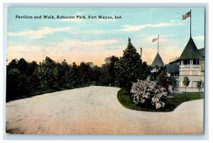 c1910's Pavilion And Walk Robinson Park Fort Wayne Indiana IN Antique Postcard