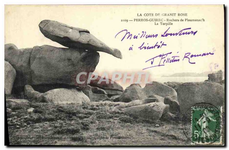 Old Postcard Perros Guirec Rocks Ploumanac pm The Torpedo