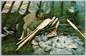 Postcard Moose Factory Island Ontario c1970s Native Indian Baking Bannock