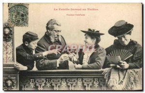 Old Postcard The Durand Family In Theater During 39entr & # & # 39acte Humor Fan