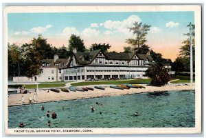 Stamford Connecticut CT Postcard Yacht Club Shippan Point Beach People Bathing