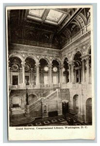 Vintage 1910's Postcard Interior Stairway Congressional Library Washington DC