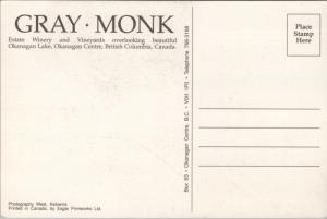 Gray Monk Winery Kelowna BC British Columbia Wine Unused Ad Advert Postcard D53