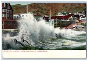 c1910 Surf Avalon Sea Waves House Exterior Catalina Island California Postcard