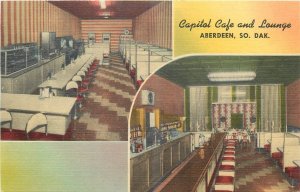 1940s Aberdeen South Dakota Capital Cafe Lounge Interior Postcard 25-2140