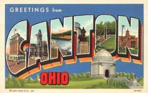 Vintage Postcard 1930's Greetings From Canton Ohio Ralph Young Publishing