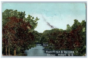 Minot North Dakota ND Postcard Mouse River And Victoria Street 1911 Antique