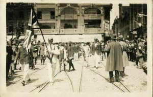 poland germany, POSEN POZNAN, Unknown Parade, English Flag (1930s) Fuchsowa RPPC