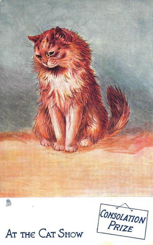 Tuck At The Cat Show Louis Wain Signed Consolation Prize Postcard