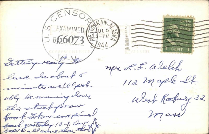 Ketchikan AK Front St. US Censorship Cover Real Photo Postcard