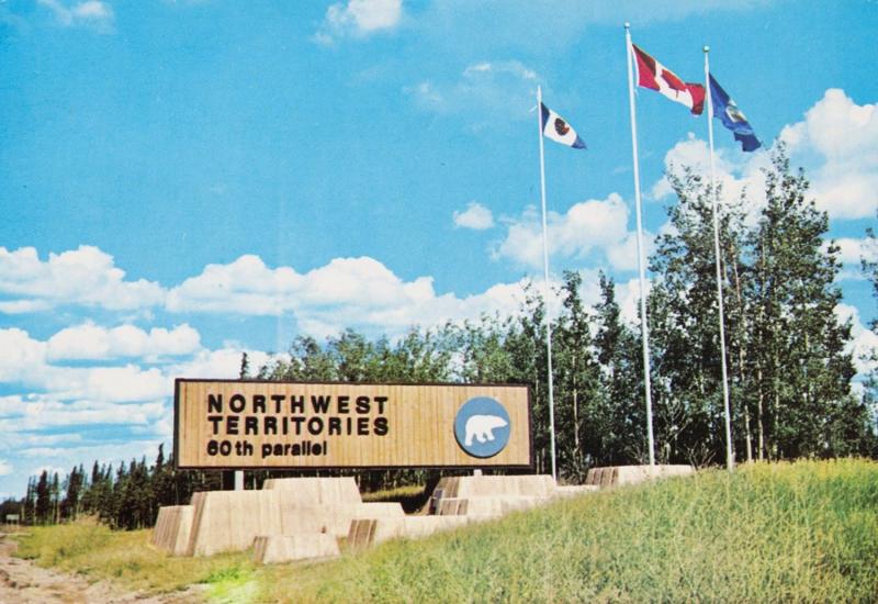 Northwest Territories NWT 60th Parallel Border Polar Bear c1973 Postcard D34