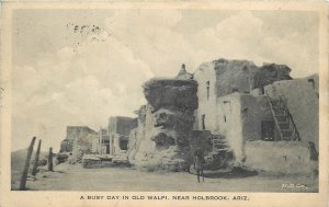 1919 Holbrook Arizona Busy day Old Walpi Albertype Postcard 25-2681