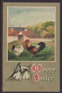 A Happy Easter,Chicks,Barnyard Postcard