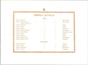 1961 New Delhi, India Oberoi Imperial Hotel Lunch Menu Folder Hunt Art Scene 3L