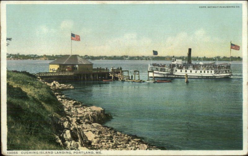 Casco Bay ME Cushing Island Steamer Boat Landing Detroit Publishing Postcard