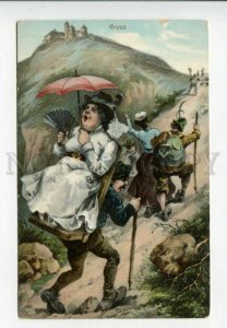 428836 Gruss MOUNTAINEERING Fat Woman on Neck Vintage COMIC PC