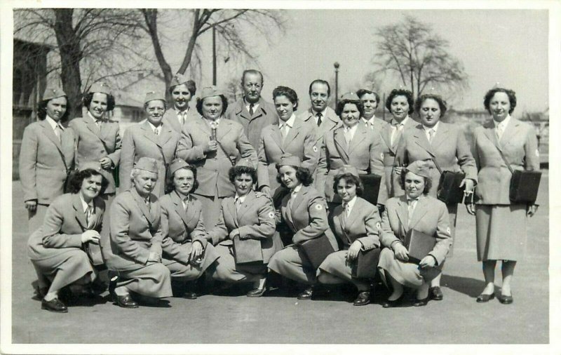 Corporate women in uniforms Red Cross nurses snapshot photo NOT postcard