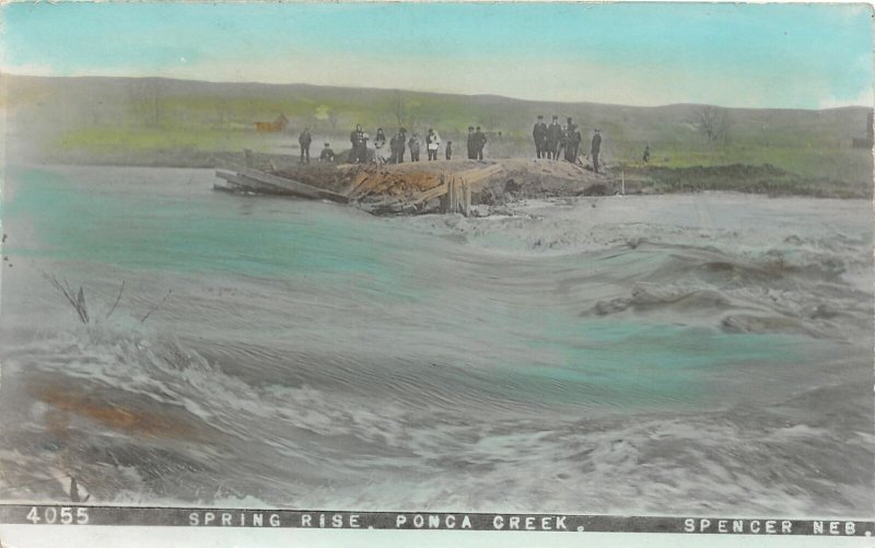 H15/ Spencer Nebraska RPPC Postcard 1910 Spring Flood Disaster Color 