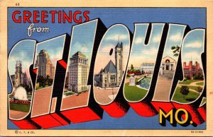 Greetings From St Louis Missouri Large Letter Linen Curteich 1951