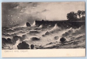 Torquay Devon England Postcard Corbyn's Head c1905 Rough Sea Tuck Art