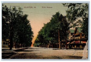 Clinton Iowa IA Postcard Fifth Avenue Residence Section Trees Scene 1907 Antique