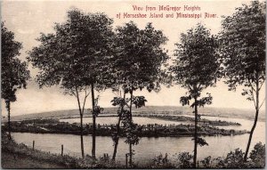 View From McGregor Heights Horseshoe Island, Mississippi River Vtg Postcard T77