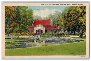 1946 Scenic Park Villa Lily Pond Riverside Park Wichita Kansas Vintage Postcard