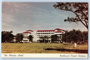 Philippines Postcard Northwest Orient Airlines The Manila Hotel c1950's
