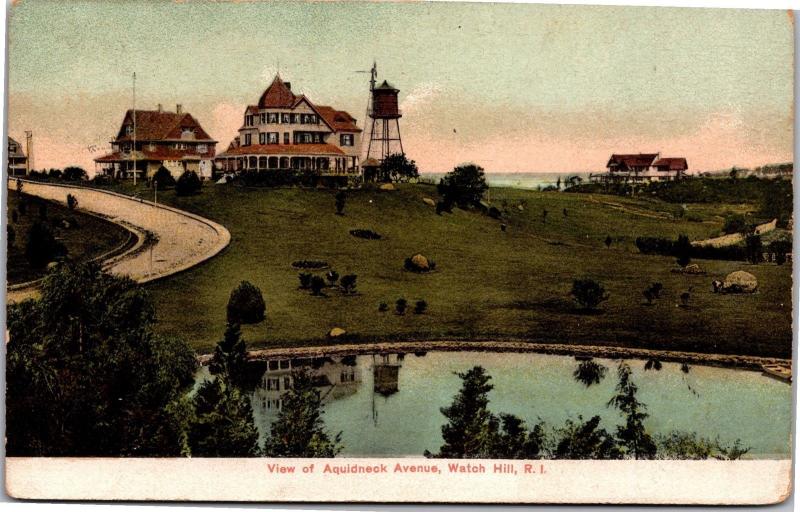 View of Aquidneck Avenue, Watch Hill RI c1908 Vintage Postcard L16