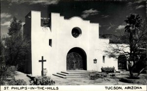 Tucson Arizona AZ St Philip's in the Hills Vintage Real Photo RPPC Postcard