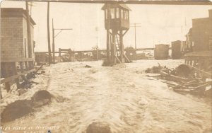 F84/ Wausau Wisconsin RPPC Postcard c1912 Flood Disaster Railroad Tower