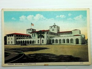 Vintage Postcard Federal Building Honolulu Hawaii Post, IRS & Customs Office