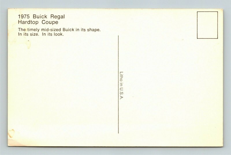 1975 Buick Regal Hardtop Chrome Postcard