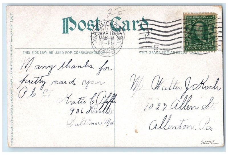 1908 Maryland Club Restaurant Building Dirt Road Baltimore Maryland MD Postcard