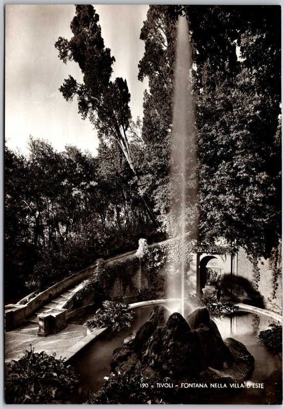 Tivoli - Fontana Nella Villa D'Este Italy Fountain Real Photo RPPC Postcard