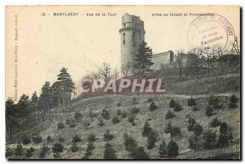 Old Postcard Montlhery View from the Tower taken up and walks