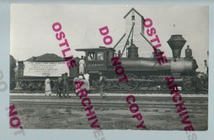 Kansas c1910 TRAIN ENGINE A.T. & S.F. R.R. Railroad ON DISPLAY Tour ADVERTISING