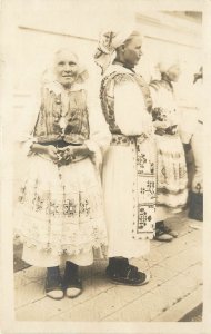 RPPC Eastern European Women in Traditional Embroidered Dress Zliechovske Kroje