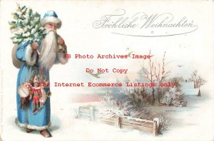 Christmas, Schaefer & Scheibe No OSSN01-1, Blue Robe Santa with Tree & Toys
