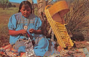 APACHE BEAD MAKER Native American Indian Cradleboard c1960s Vintage Postcard