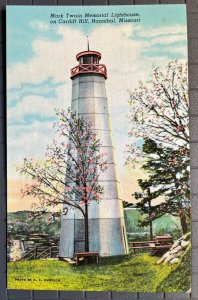 Vintage Postcard 1945 Mark Twain Memorial Lighthouse, Cardiff Hill, Hannibal MO