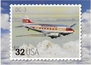 US Aircraft. unused. DC-3. 5X7 Includes matching stamp #3142q. Nice