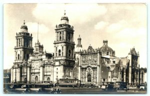 c1920 Mexico City Metropolitan Cathedral Photo RPPC Street View Cars Trolleys