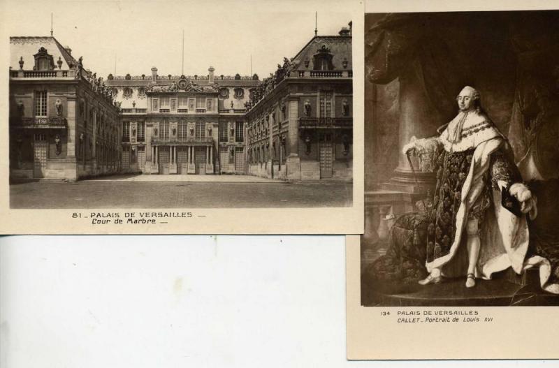 RPPC PALAIS DE VERSAILLES FRANCE COUR DE MARBRE 2 POSTCARDS