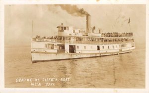 RPPC STATUE OF LIBERTY BOAT New York City Hook Mountain c1940s Vintage Postcard