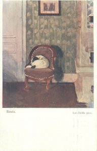 Vienese artist Leo Delitz - Dog Siesta 1912 fine art postcard