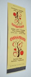 Casa de Fruta Hollister California 20 Front Strike Matchbook Cover