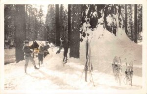 RPPC SNOWMAN SEQUOIA NATIONAL PARK CALIFORNIA REAL PHOTO POSTCARD 1945
